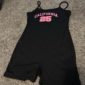 SHEIN Black and Pink Jumpsuit with Graphic Design